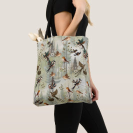Bolsa Tote Ilustração de arte de aves simplistas do estilo mo