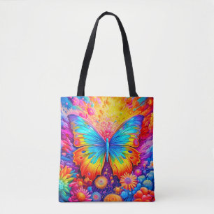 Bolsa Tote Ilustração de Arte de Borboleta Criativa Colorida