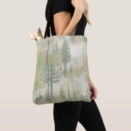 Bolsa Tote Ilustração de arte de pinheiros no estilo moderno