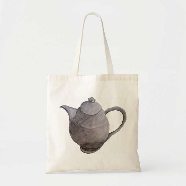Bolsa Tote Ilustração de arte em bule de chá arte em cozinha (Frente)