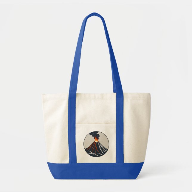 Bolsa Tote Ilustração de Arte Moderna do Vulcão em Erupção (Frente)