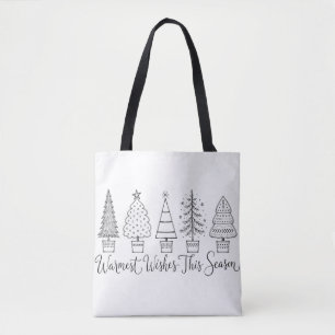 Bolsa Tote Ilustração de Árvores de Natal em Linha Aconchegan