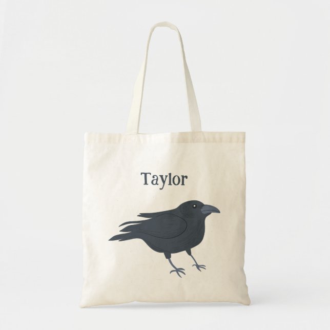 Bolsa Tote Ilustração de Ave de Coroa Negra Personalizada (Frente)