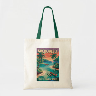 Bolsa Tote Ilustração de Barcos da Micronésia Arte de Viagem 