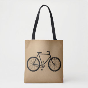 Bolsa Tote Ilustração de bicicleta de bicicleta Vintage Brown
