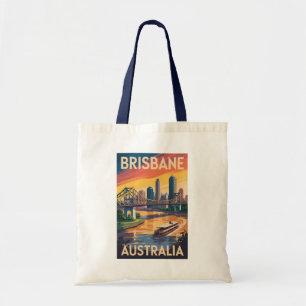 Bolsa Tote Ilustração de Brisbane Austrália Viagem Arte Vinta