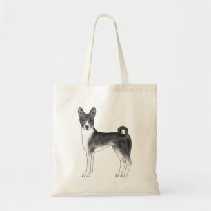 Bolsa Tote Ilustração De Cachorro Bassenji Em Preto E Branco