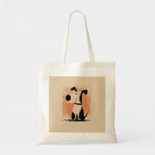 Bolsa Tote Ilustração de Cachorro Fofo – Arte Minimalista de