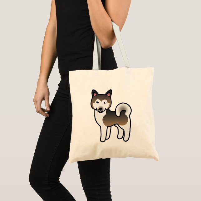 Bolsa Tote Ilustração de cachorro Malamute do Alasca preto e  (Frente (produto))