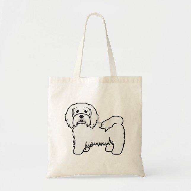 Bolsa Tote Ilustração de Cão de Cartoon Bonito em Havanês Bra (Frente)