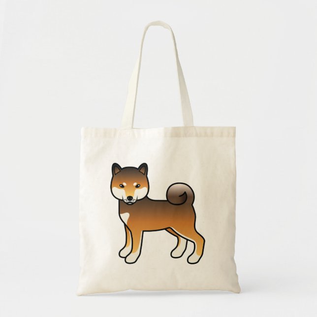 Bolsa Tote Ilustração de Cão de Cartoon Bonito Shiba Inu Sesa (Frente)