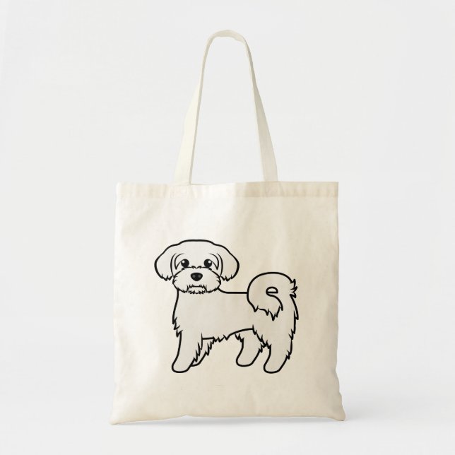 Bolsa Tote Ilustração de Cão de Cartoon Cortado Maltês (Frente)