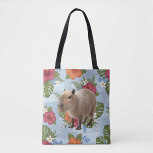 Bolsa Tote Ilustração de Capivara em Aquarela Fofa