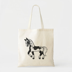 Bolsa Tote Ilustração de Cartoon de Cavalo Trotante de Pinto