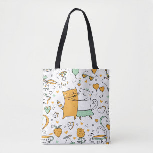 Bolsa Tote Ilustração de casal de gatos. cartoon gatinhos i