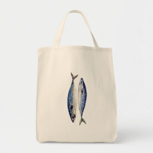 Bolsa Tote Ilustração de Cavala em Aquarela