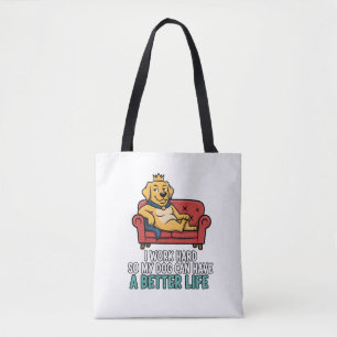 Bolsa Tote Ilustração de Citação Divertida do Rei Cachorro Mi