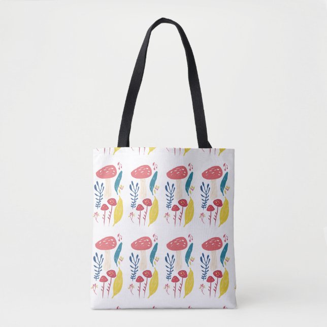 Bolsa Tote Ilustração de cogumelos (Frente)