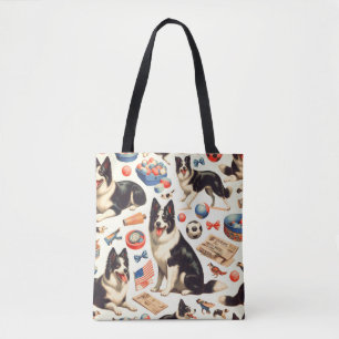 Bolsa Tote Ilustração de Coleta de Borda de Cuta Vintage