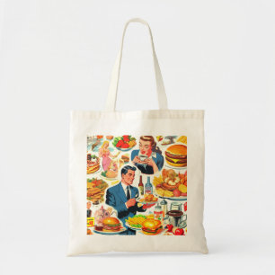 Bolsa Tote Ilustração de Comidas da Vintage 1950s