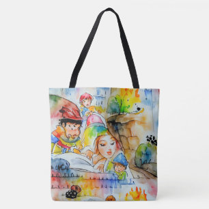 Bolsa Tote Ilustração de Contorno de Fadas Quimáticas