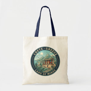 Bolsa Tote Ilustração de Creta Grécia Arte de Viagem Emblema