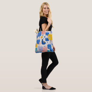 Bolsa Tote Ilustração de cubos flutuantes surreais abstratos 