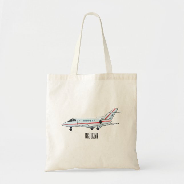 Bolsa Tote Ilustração de desenho animado a jato privado (Frente)