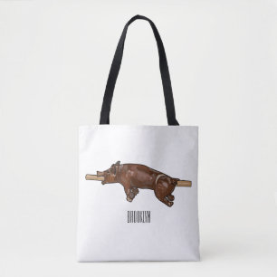 Bolsa Tote Ilustração de desenho animado assado/assado porcin