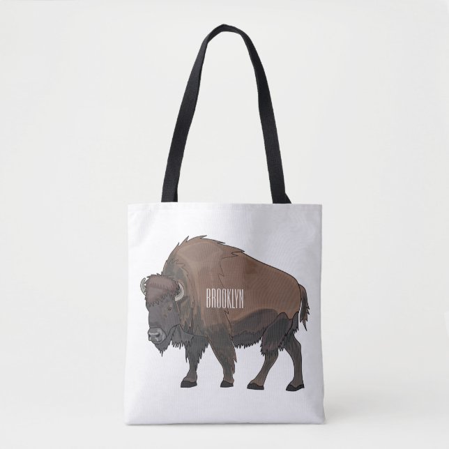 Bolsa Tote Ilustração de desenho animado Bison (Frente)
