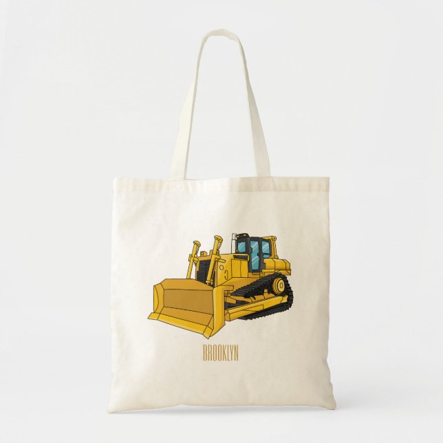Bolsa Tote Ilustração de desenho animado Bulldozer (Frente)