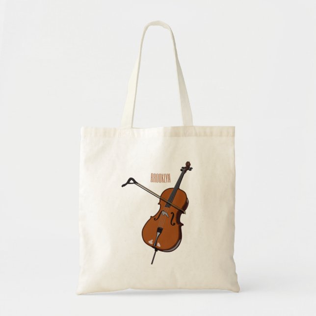 Bolsa Tote Ilustração de desenho animado Cello (Frente)