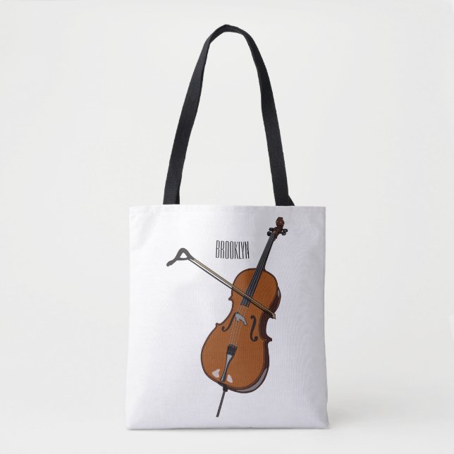 Bolsa Tote Ilustração de desenho animado Cello (Frente)