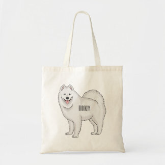 Bolsa Tote Ilustração de desenho animado com cão Samoyed