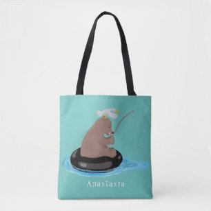 Bolsa Tote Ilustração de desenho animado da pesca de filhot