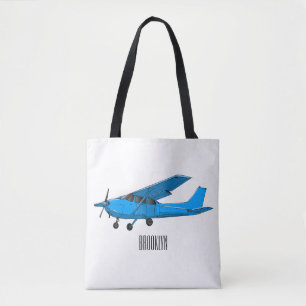Bolsa Tote Ilustração de desenho animado de aeronaves de asa 