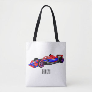 Bolsa Tote Ilustração de desenho animado de automóveis de cor