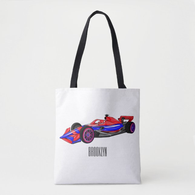 Bolsa Tote Ilustração de desenho animado de automóveis de cor (Frente)