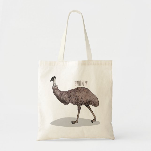 Bolsa Tote Ilustração de desenho animado de aves da Emu (Frente)