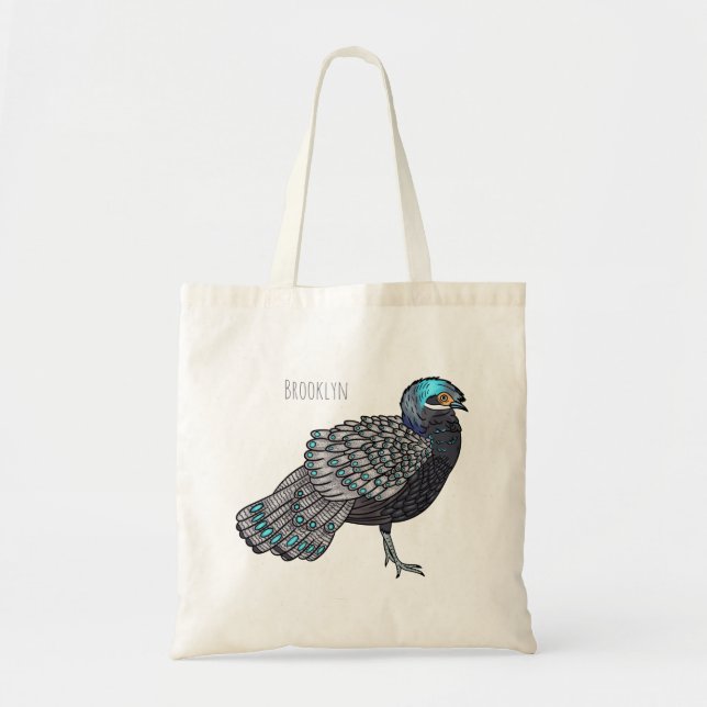 Bolsa Tote Ilustração de desenho animado de aves faisão de pa (Frente)