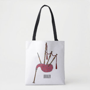 Bolsa Tote Ilustração de desenho animado de Bagpipe
