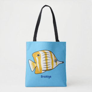 Bolsa Tote Ilustração de desenho animado de borboleta-branc