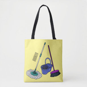 Bolsa Tote Ilustração de desenho animado de Broom & mop