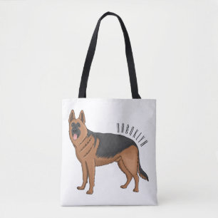 Bolsa Tote ilustração de desenho animado de cão german shephe