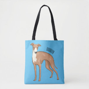Bolsa Tote Ilustração de desenho animado de cão Greyhound