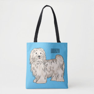 Bolsa Tote Ilustração de desenho animado de cão Havanês