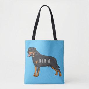 Bolsa Tote Ilustração de desenho animado de cão rottweiler