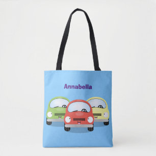 Bolsa Tote Ilustração de desenho animado de carros kawaii