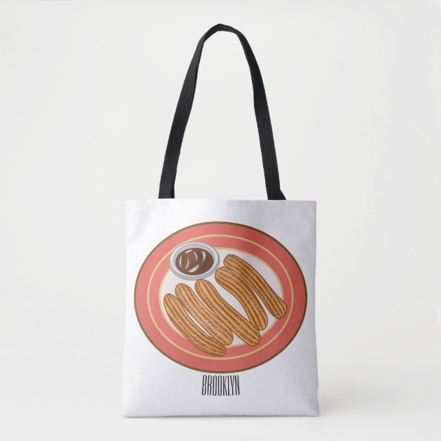 Bolsa Tote Ilustração de desenho animado de Churro (Frente)