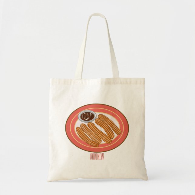 Bolsa Tote Ilustração de desenho animado de Churro (Frente)